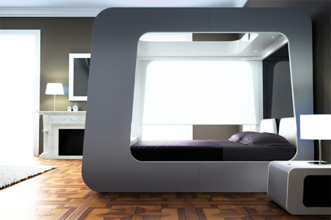 awesome bed with projector screen