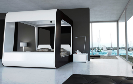 bed with built in house controls