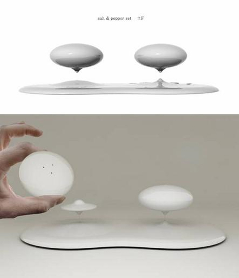 levitating salt and pepper shakers