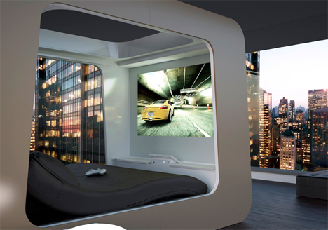 Futuristic Bed With Built In Tv Movie Screen Video Games