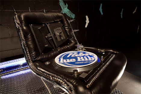 mikal hameed pabst blue ribbon spiky chair sound system