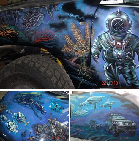 underwater scene art car