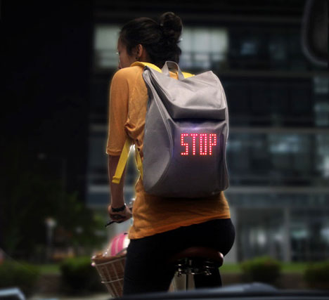 Signaling Backpack Lights Up the Night, Keeps Bikers Safe