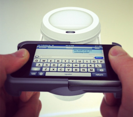 Brilliant or Crazy IPhone Case With Built In Coffee Cup Holder