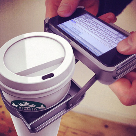 Brilliant or Crazy IPhone Case With Built In Coffee Cup Holder