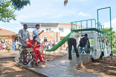 recycled ambulance hospital playground