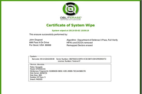 system wipe certificate