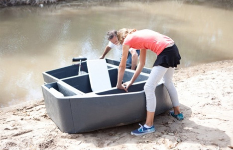 transforming modular lake boat pontoon