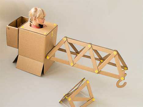 cardboard strawbees crane