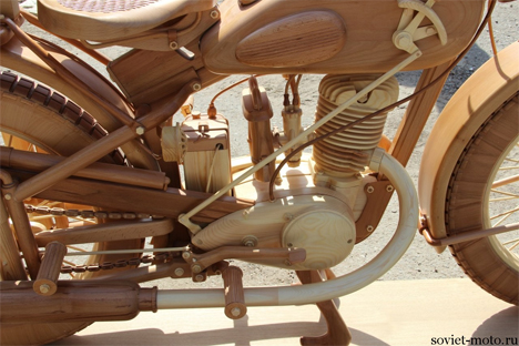 carpenter hand carved wooden motorcycle