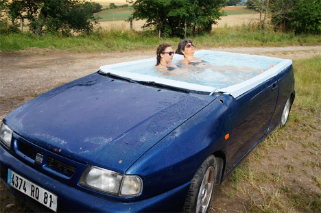 convertible car hot tub