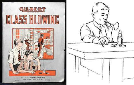 Glass Blowing instruction book, antique Gilbert science kit booklet w/  steampunk vintage graphics