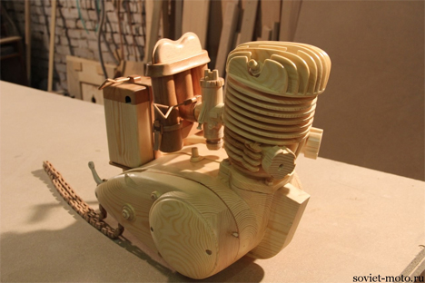 hand carved wooden motorcycle