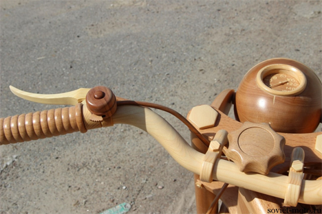 handmade carved wooden motorcycle