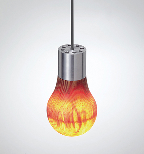 pine wooden light bulb