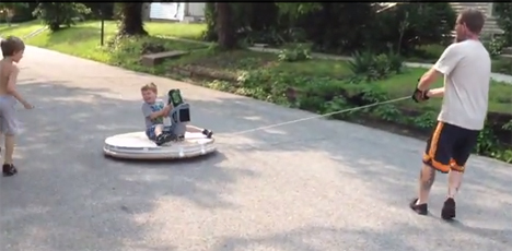 rope-steered homemade hovercraft