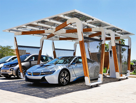 bmw electric vehicle personal solar charging carport