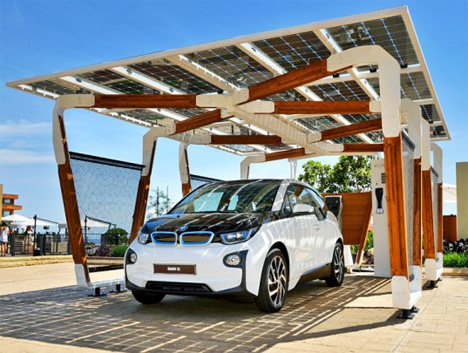 bmw i3 and i8 ev solar charging station