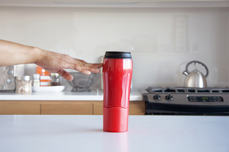 Mighty Mug: Untippable insulated travel mug.