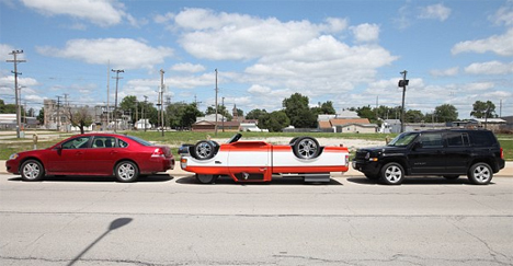 upside down pickup truck