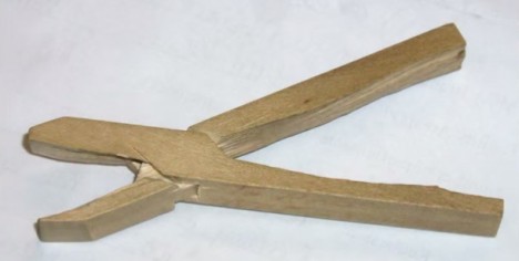 wood pliers hand carved from single piece of wood