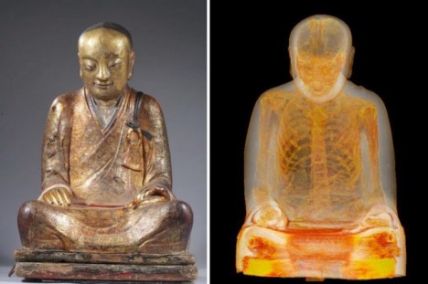 statue contains mummified monk