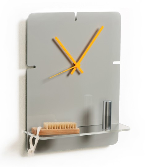 stylish wall clock with clear shelf