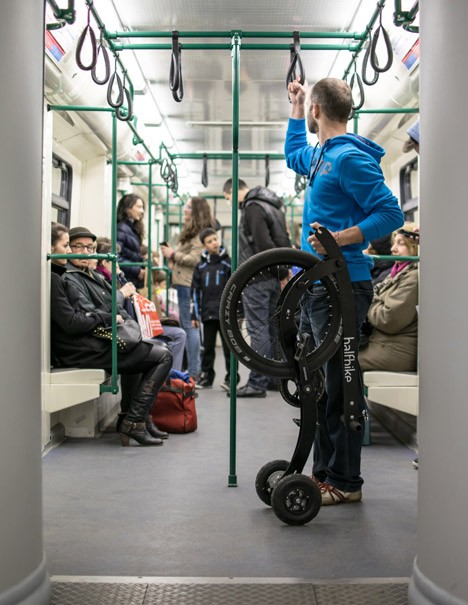 half bike subway car