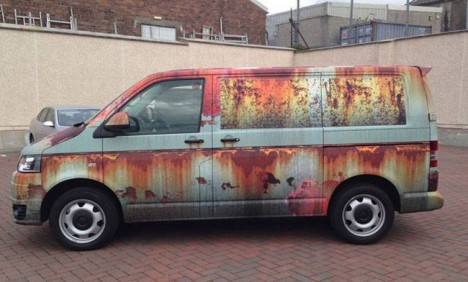 rusted vw van fake