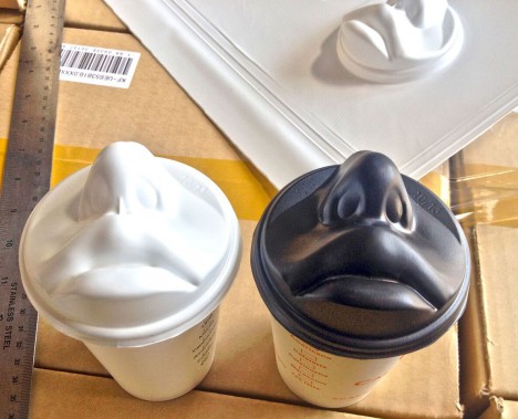 face shaped coffee cup lids