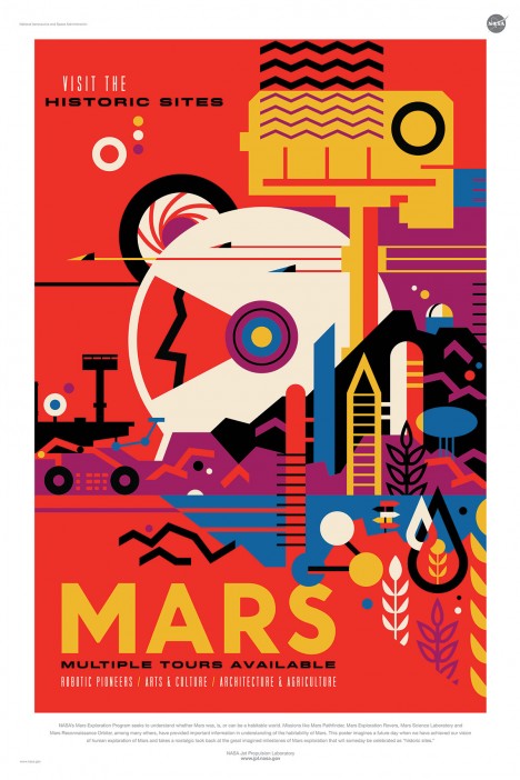 mars abstract travel poster